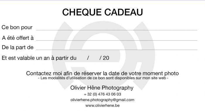 Bon cadeau – verso Bon cadeau - verso